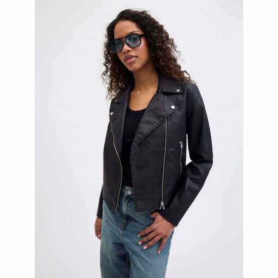 Дамско Яке Faux Leather Biker Jacket Ladies Дамско Яке Faux Leather Biker Jacket Ladies