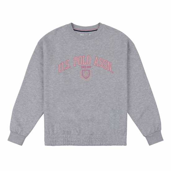 Us Polo Assn Logo Sweatshirt Pearl Grey Marl Дамски суичъри и блузи с качулки