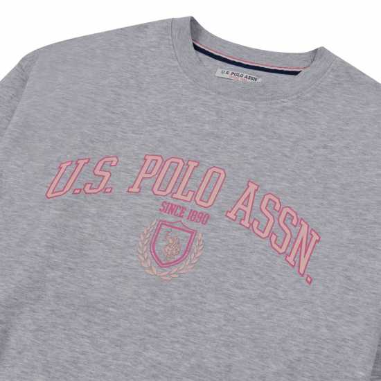 Us Polo Assn Logo Sweatshirt Pearl Grey Marl Дамски суичъри и блузи с качулки