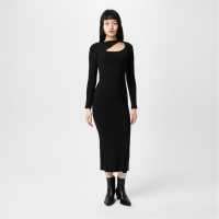 Средна Рокля Jack Wills Slash Midi Dress Черно Дамски пуловери и жилетки
