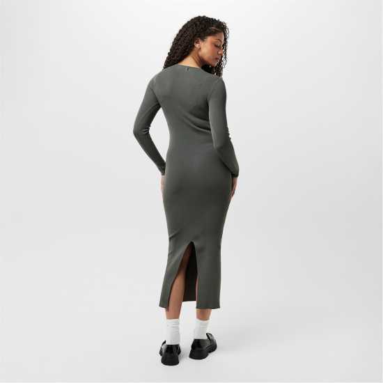 Средна Рокля Jack Wills Slash Midi Dress Хаки Дамски пуловери и жилетки