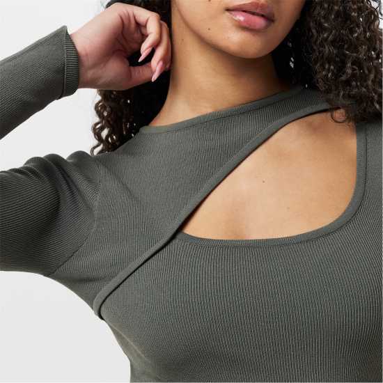 Средна Рокля Jack Wills Slash Midi Dress Хаки Дамски пуловери и жилетки