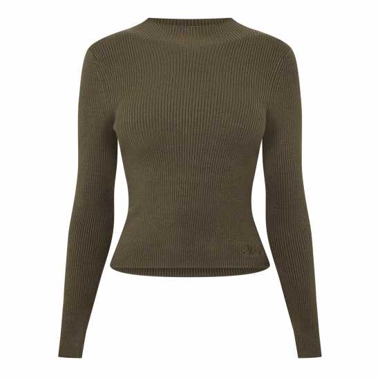 Jack Wills Rib Turtleneck Top Хаки Дамски пуловери и жилетки