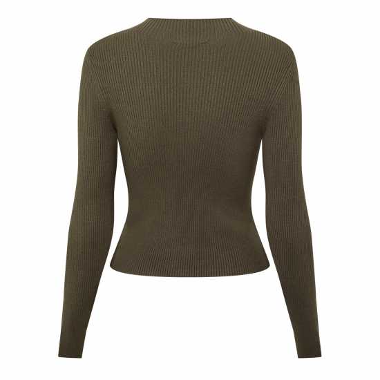 Jack Wills Rib Turtleneck Top Хаки Дамски пуловери и жилетки