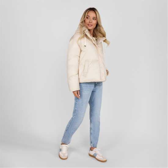 Ватирано Яке Women Short Padded Jacket With Hood Curved Stitching Grey Ватирано Яке Women Short Padded Jacket With Hood Curved Stitching Grey