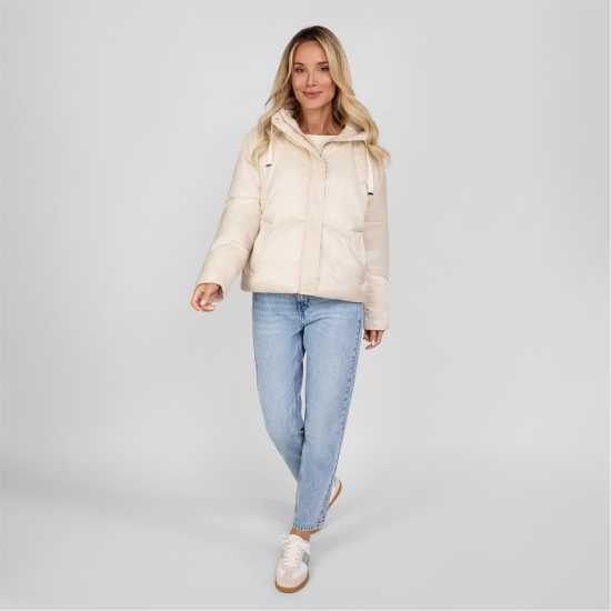 Ватирано Яке Women Short Padded Jacket With Hood Curved Stitching Grey Ватирано Яке Women Short Padded Jacket With Hood Curved Stitching Grey