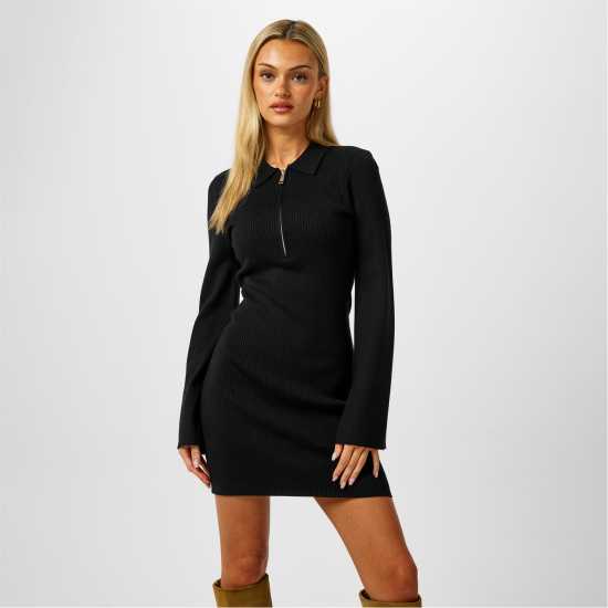 Jack Wills Zipped Mini Knitted Jumper Dress Черно Jack Wills Zipped Mini Knitted Jumper Dress Черно