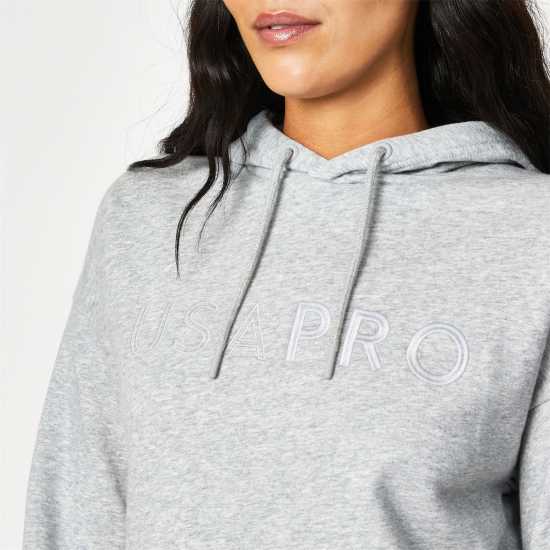 Usa Pro Classic Logo Hoodie Grey Marl Дамски суичъри и блузи с качулки