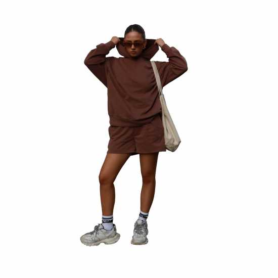 Agon Lounge Boxy Oversized Hoodie - Coffee  Дамски суичъри и блузи с качулки