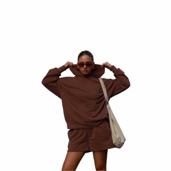 Agon Lounge Boxy Oversized Hoodie - Coffee  Дамски суичъри и блузи с качулки