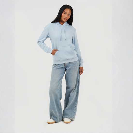 Brave Soul Pullover Hooded Sweatshirt With Kangaroo Pocket Pale Blue 