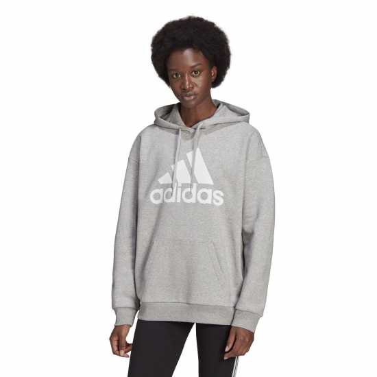 Adidas Badge Of Sport Hoodie Ladies Grey Marl - Дамски суичъри и блузи с качулки