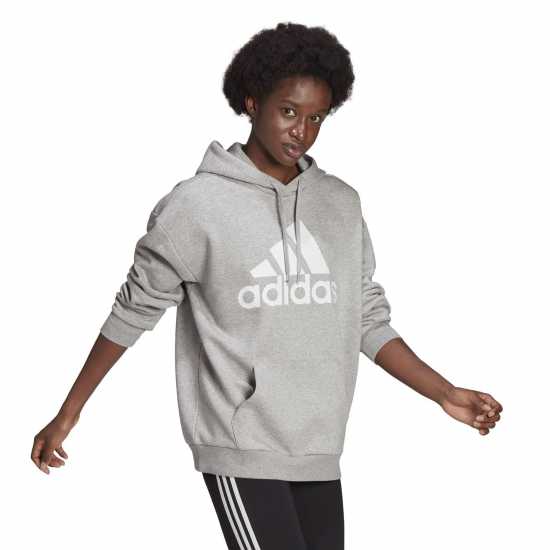 Adidas Badge Of Sport Hoodie Ladies Grey Marl - Дамски суичъри и блузи с качулки