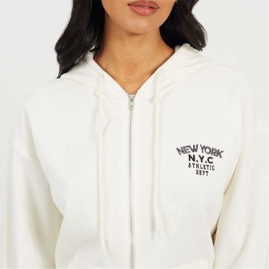 Brave Soul Bs Womens Zip Through Hooded Sweatshirt With New York Embroidery  