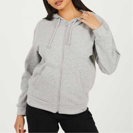 Brave Soul Zip Hoody Ld99 Grey Marl 