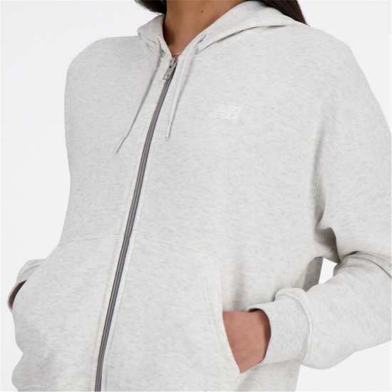 New Balance Balance French Terry Full Zip Hoody Womens Grey Marl Дамски суичъри и блузи с качулки
