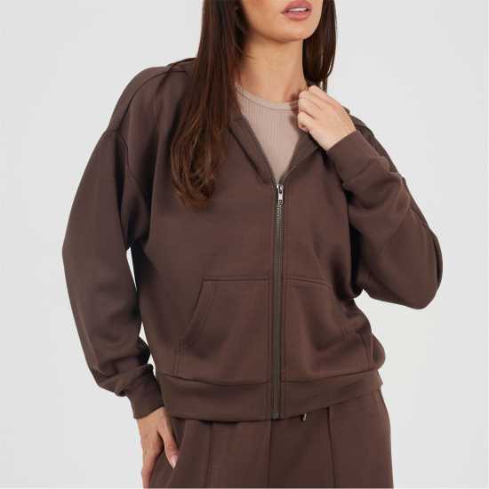 Brave Soul Bs Womens Zip Through Hooded Scuba Sweatshirt  