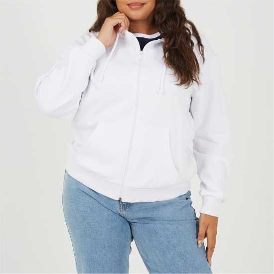 Brave Soul Plus Size Classic Zip Through Hoodie With Pockets White Brave Soul Plus Size Classic Zip Through Hoodie With Pockets White