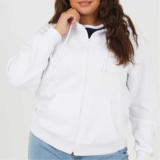 Brave Soul Plus Size Classic Zip Through Hoodie With Pockets White Brave Soul Plus Size Classic Zip Through Hoodie With Pockets White