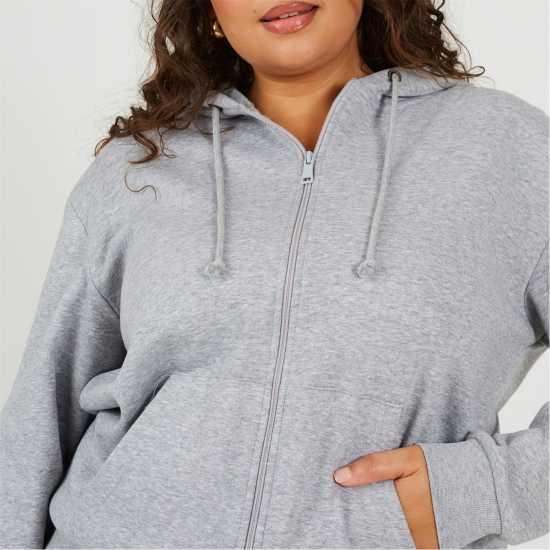 Brave Soul Plus Size Classic Zip Through Hoodie With Pockets Grey Marl Brave Soul Plus Size Classic Zip Through Hoodie With Pockets Grey Marl