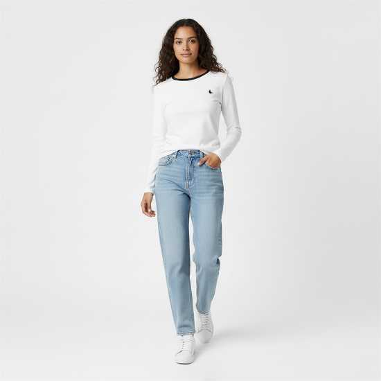 Jack Wills Jack Trinkey Long Sleeve Ringer T-Shirt Бяло 