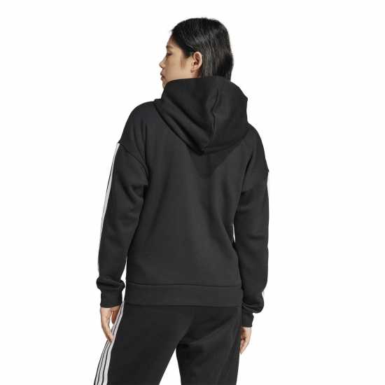 Adidas Essentials 3 Stripe Zip Track Hoodie Womens Black 