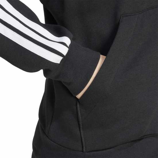 Adidas Essentials 3 Stripe Zip Track Hoodie Womens Black 
