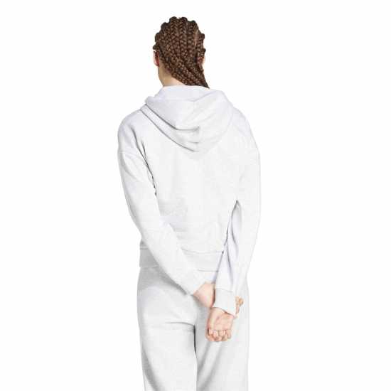 Adidas Essentials 3 Stripe Zip Track Hoodie Womens Grey 