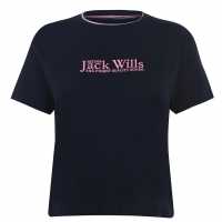 Jack Wills Milsom Boxy T-Shirt Navy Дамско облекло плюс размер