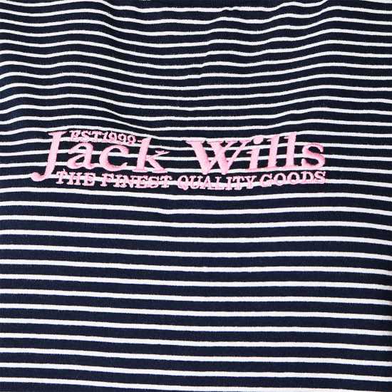 Jack Wills Milsom Boxy T-Shirt Navy Stripe Дамско облекло плюс размер