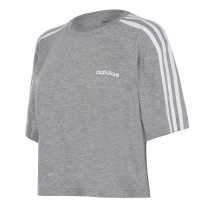 Adidas Тениска 3S Crop T Shirt Womens Med Grey Дамски тениски с яка