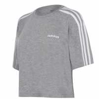 Adidas Тениска 3S Crop T Shirt Womens Средно сиво Дамски тениски с яка