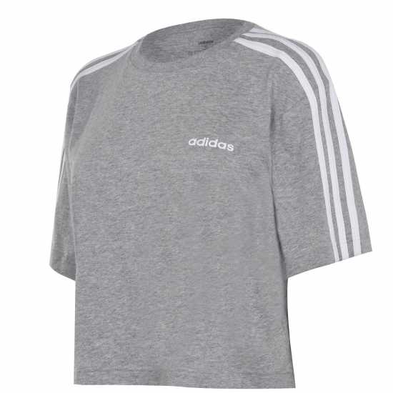 Adidas Тениска 3S Crop T Shirt Womens Med Grey - Дамски тениски с яка