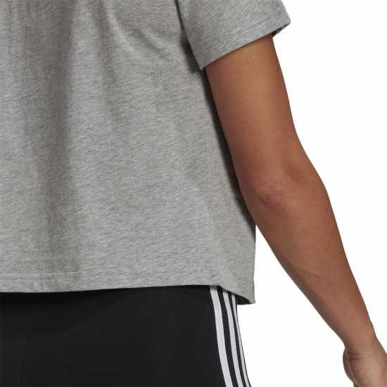 Adidas Тениска 3S Crop T Shirt Womens Med Grey - Дамски тениски с яка