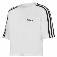 Тениска Adidas 3S Crop T Shirt Womens White/Black Дамски тениски с яка