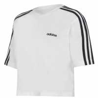 Adidas Тениска 3S Crop T Shirt Womens Бяло/Черно Дамски тениски с яка