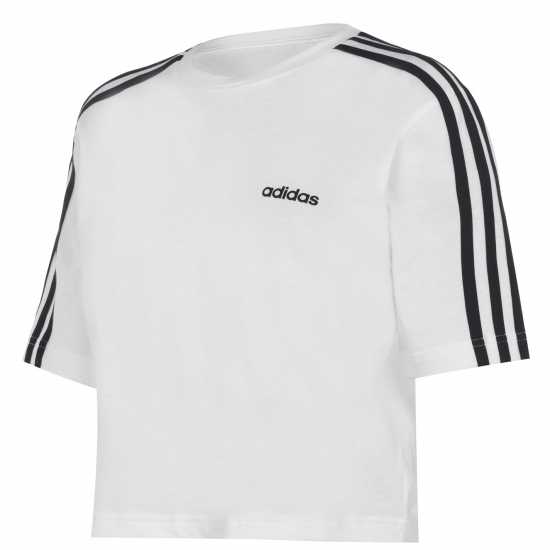 Adidas Тениска 3S Crop T Shirt Womens White/Black - Дамски тениски с яка