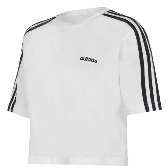 Adidas Тениска 3S Crop T Shirt Womens Бяло/Черно Дамски тениски с яка