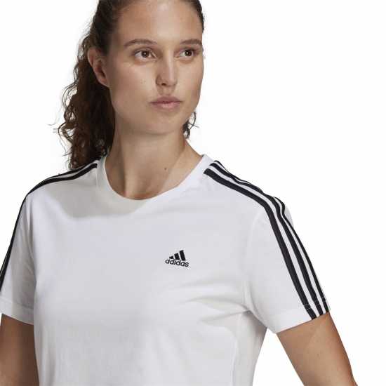 Adidas Тениска 3S Crop T Shirt Womens White/Black - Дамски тениски с яка