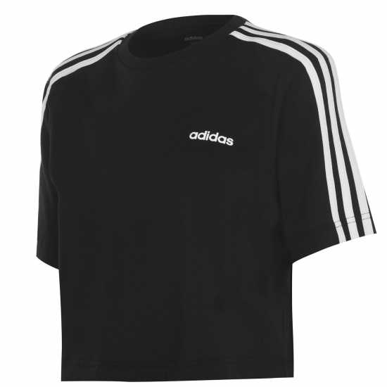 Adidas Тениска 3S Crop T Shirt Womens Черно/Бяло Дамски тениски с яка