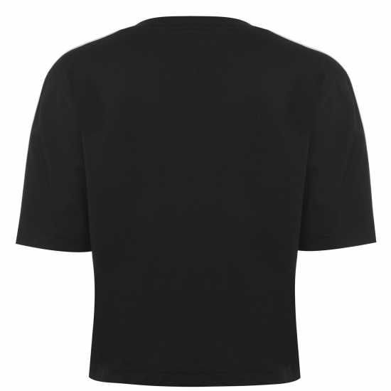 Adidas Тениска 3S Crop T Shirt Womens Black/White - Дамски тениски с яка