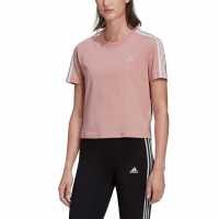 Adidas Тениска 3S Crop T Shirt Womens Розово Дамски тениски с яка