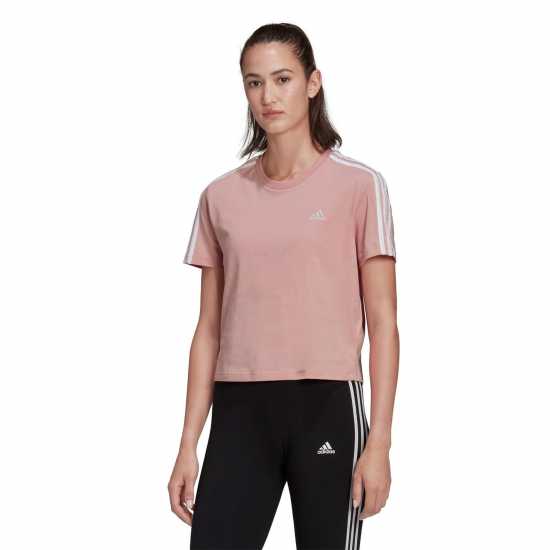 Adidas Тениска 3S Crop T Shirt Womens Розово Дамски тениски с яка