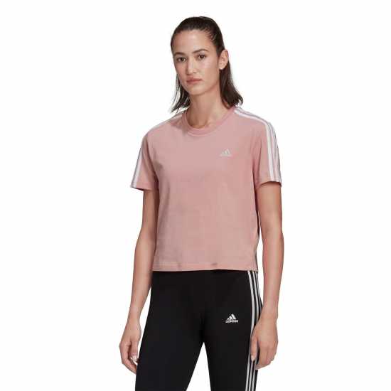 Adidas Тениска 3S Crop T Shirt Womens Pink Дамски тениски с яка