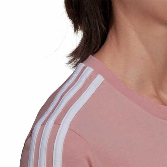 Adidas Тениска 3S Crop T Shirt Womens Pink Дамски тениски с яка