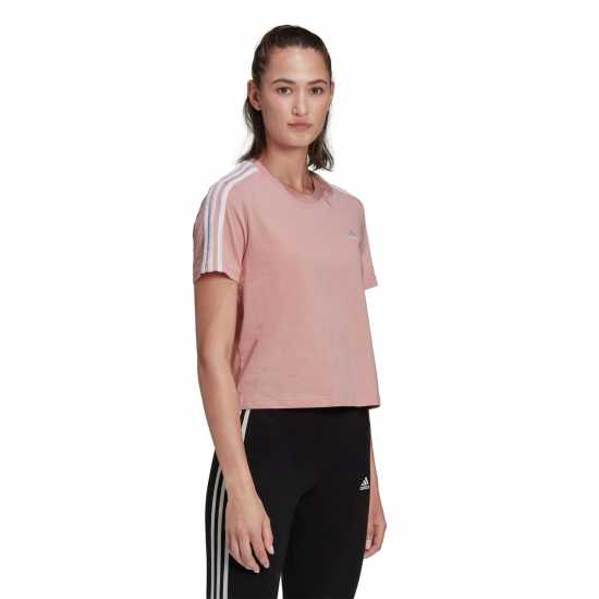 Adidas Тениска 3S Crop T Shirt Womens Розово Дамски тениски с яка