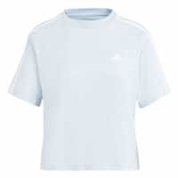 Adidas Тениска 3S Crop T Shirt Womens Wonder Blue Дамско облекло плюс размер