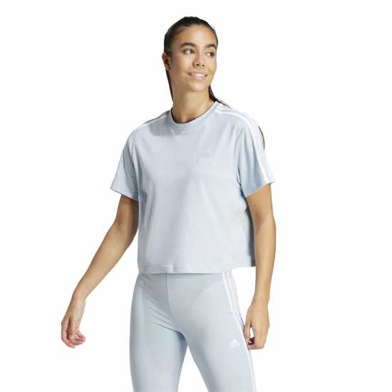 Adidas Тениска 3S Crop T Shirt Womens Wonder Blue Дамско облекло плюс размер