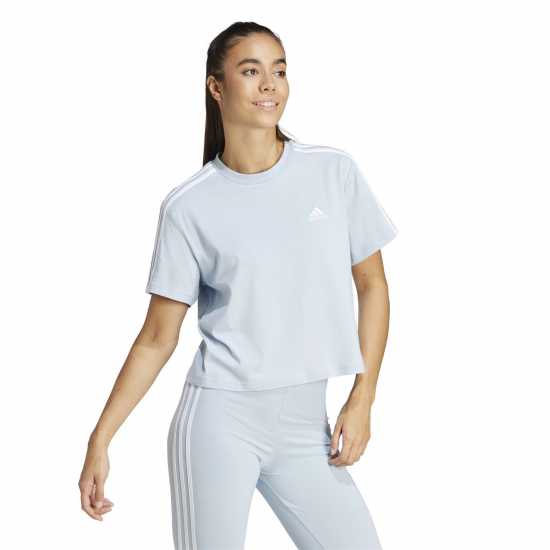 Adidas Тениска 3S Crop T Shirt Womens Wonder Blue Дамско облекло плюс размер