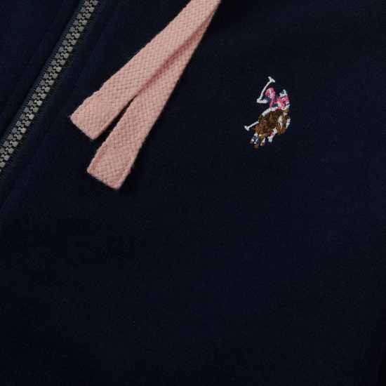 Us Polo Assn Logo Zip Through Hoodie Navy Blazer Дамски суичъри и блузи с качулки